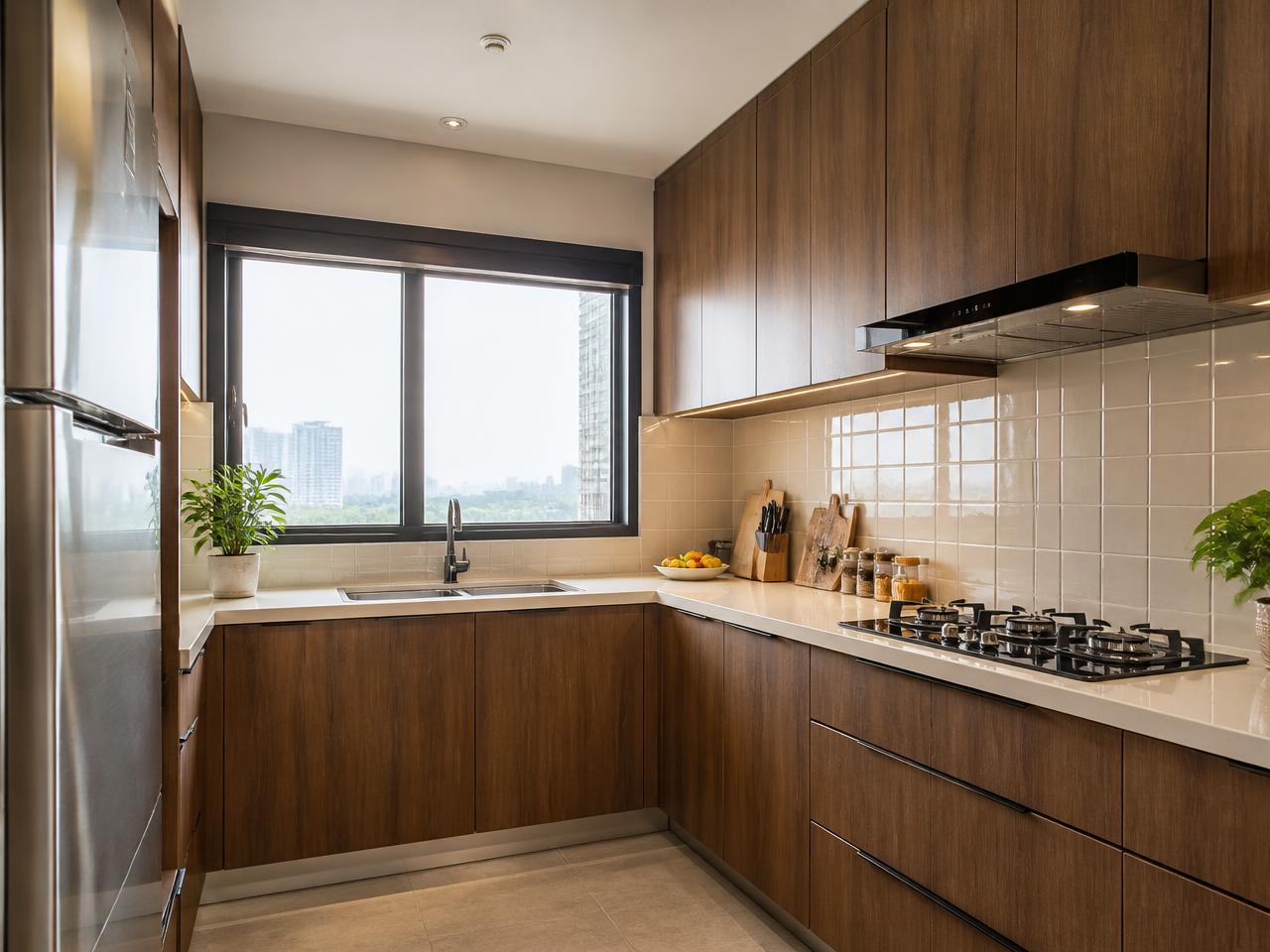 Cuisine fonctionnelle et équipée de l'appartement